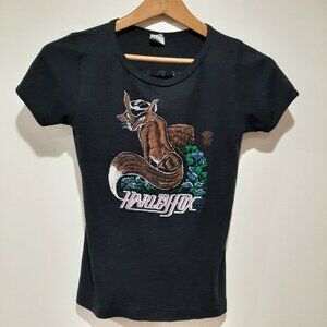Rare collectors Harley Davidson vintage usa made combed cotton grunge fox tee